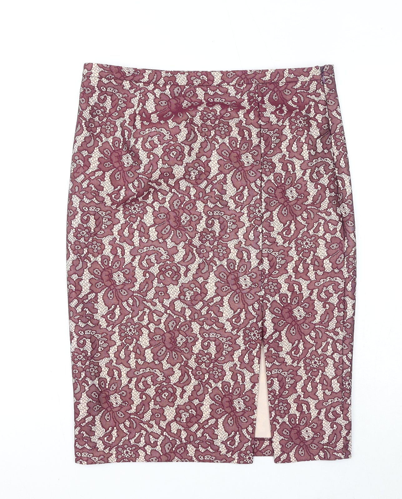 NEXT Womens Purple Geometric Polyester A-Line Skirt Size 12 Zip