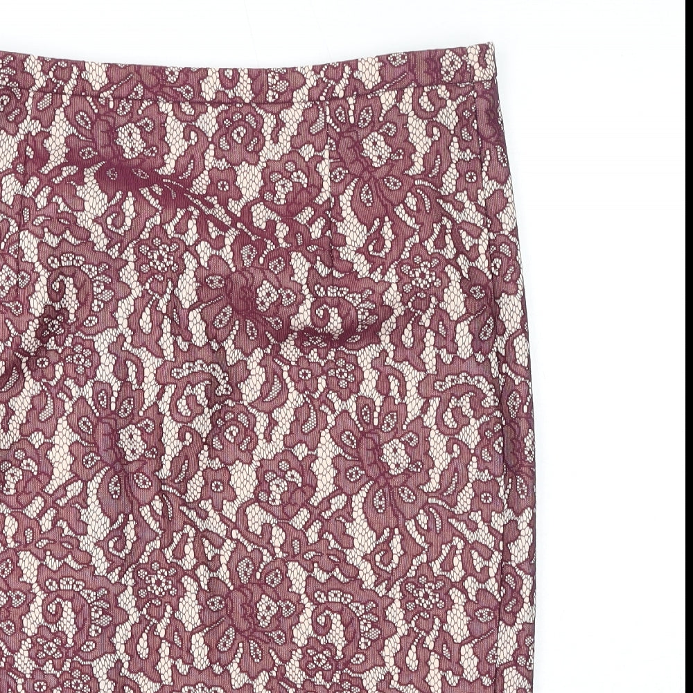 NEXT Womens Purple Geometric Polyester A-Line Skirt Size 12 Zip