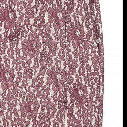 NEXT Womens Purple Geometric Polyester A-Line Skirt Size 12 Zip