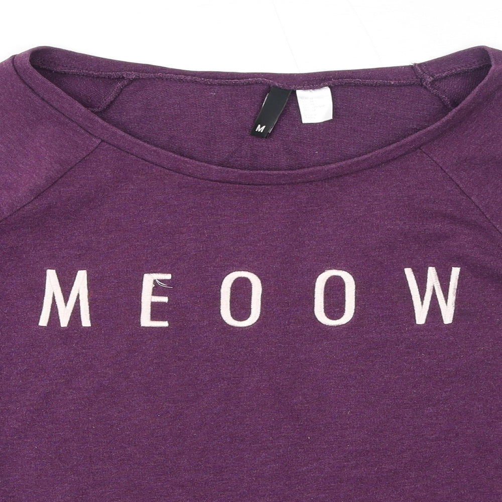 H&M Womens Purple Cotton Pullover Sweatshirt Size M Pullover - Meoow
