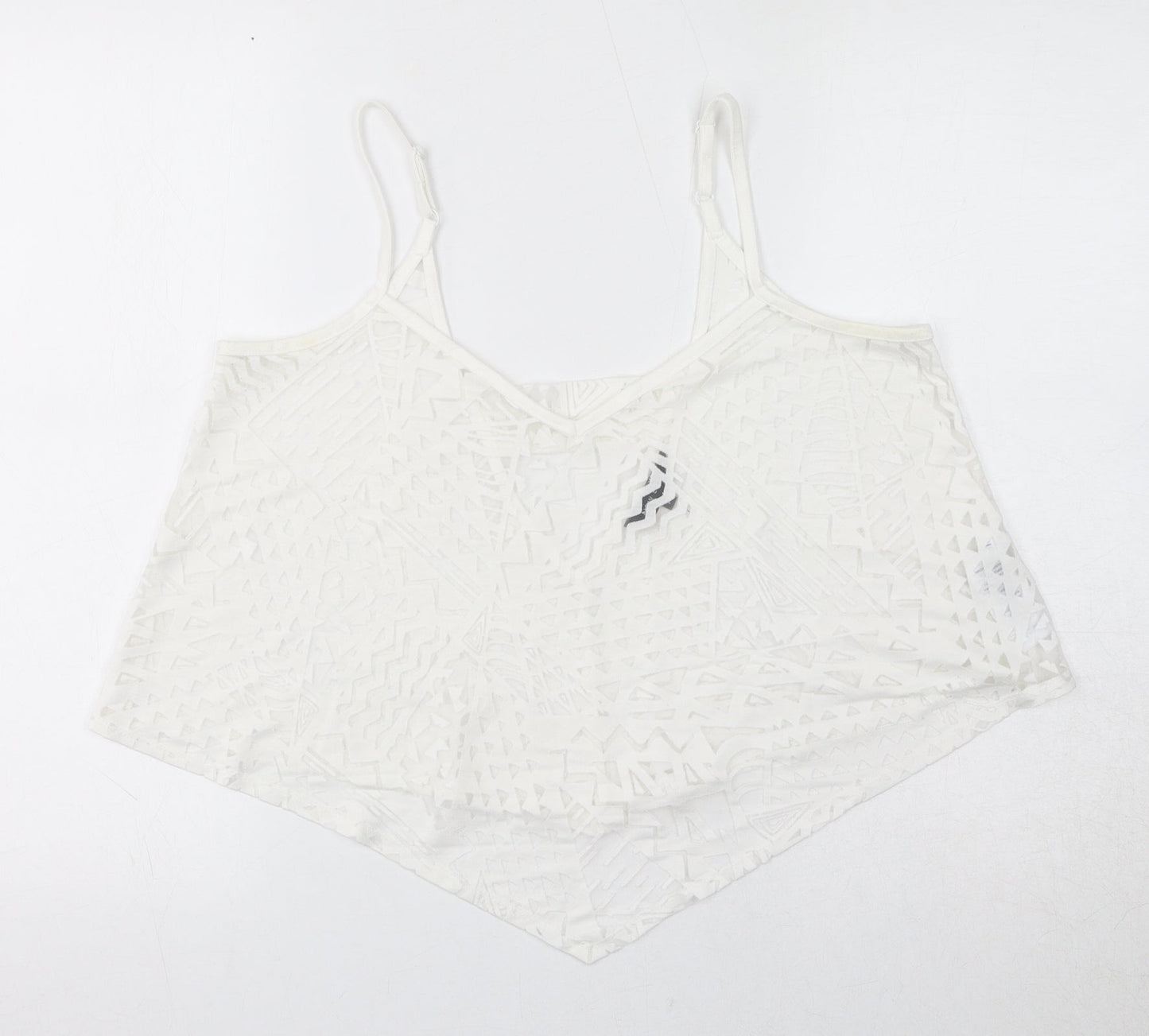 Womens UK Size 14 New Look White Cropped Tank