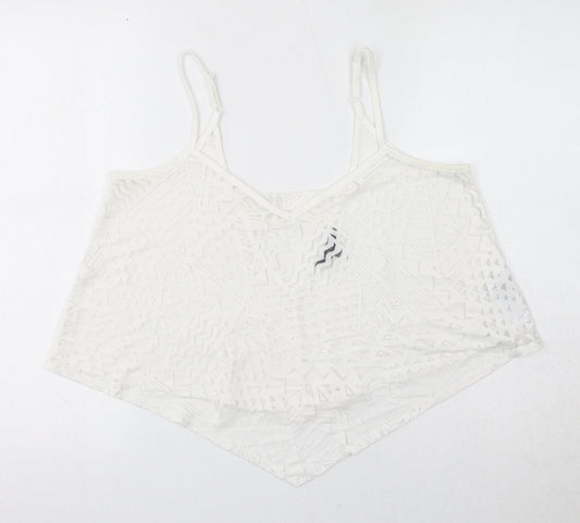 Womens UK Size 14 New Look White Cropped Tank