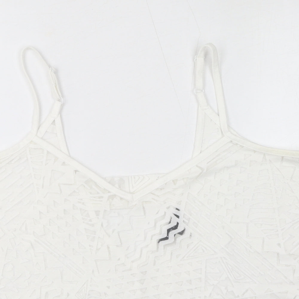 Womens UK Size 14 New Look White Cropped Tank