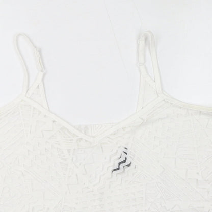 Womens UK Size 14 New Look White Cropped Tank