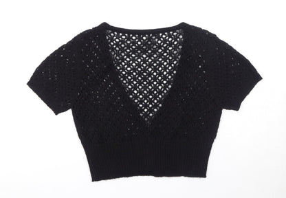 Mandolin Womens Black V-Neck Acrylic Cardigan Jumper Size 12