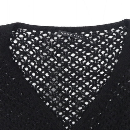 Mandolin Womens Black V-Neck Acrylic Cardigan Jumper Size 12