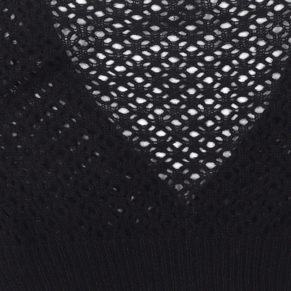 Mandolin Womens Black V-Neck Acrylic Cardigan Jumper Size 12