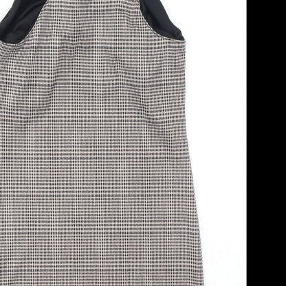 New Look Womens Black Houndstooth Polyester Pinafore/Dungaree Dress Size 6 Square Neck Pullover