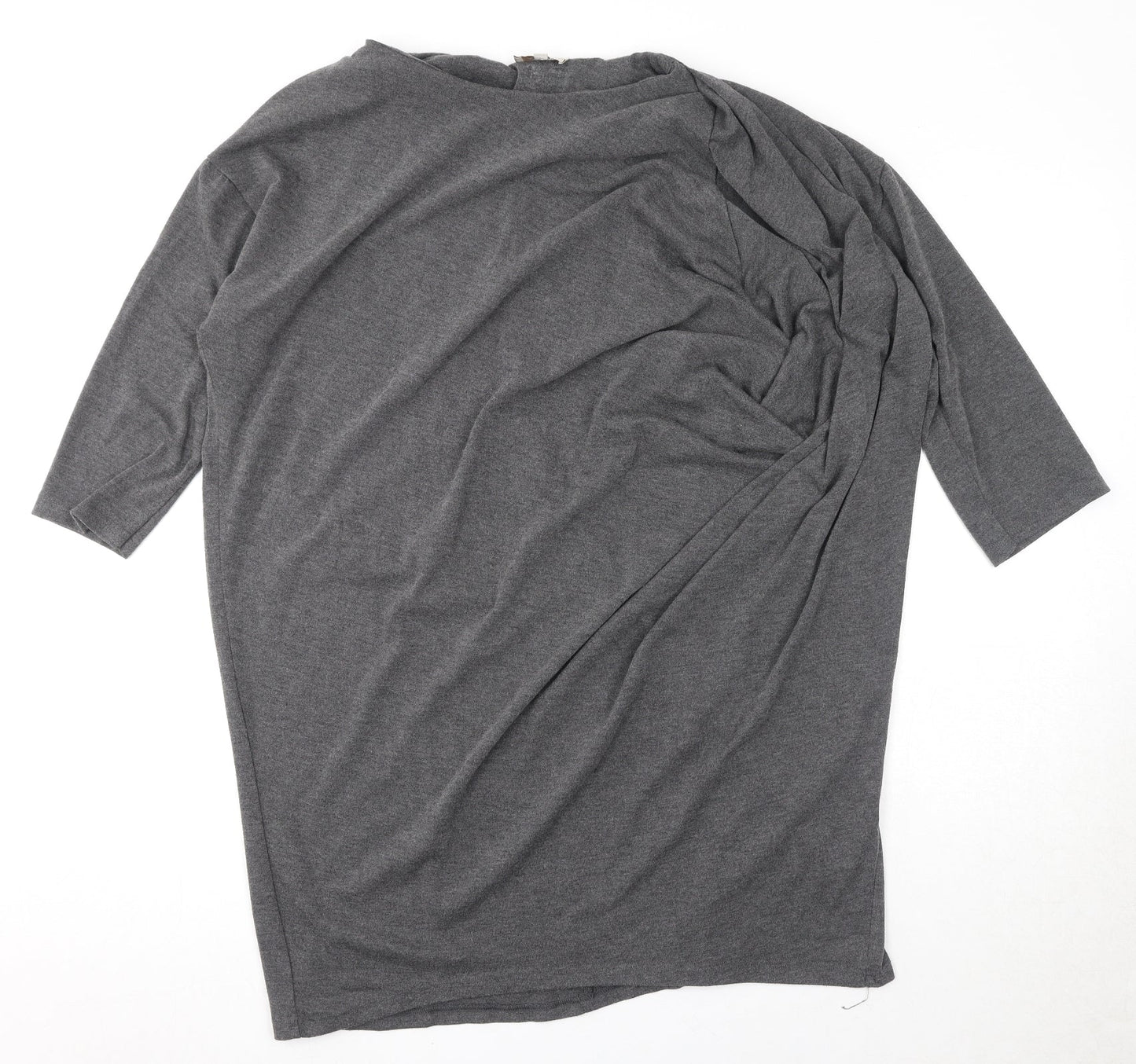 Bellambia Womens Grey Polyester Basic T-Shirt Size L Round Neck