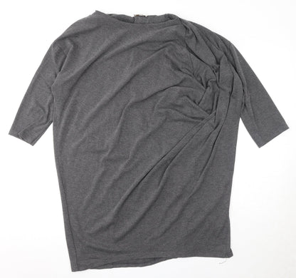 Bellambia Womens Grey Polyester Basic T-Shirt Size L Round Neck