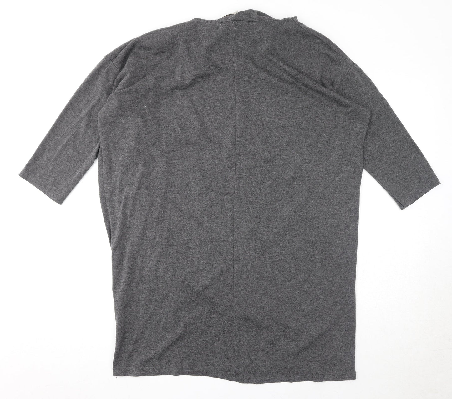Bellambia Womens Grey Polyester Basic T-Shirt Size L Round Neck