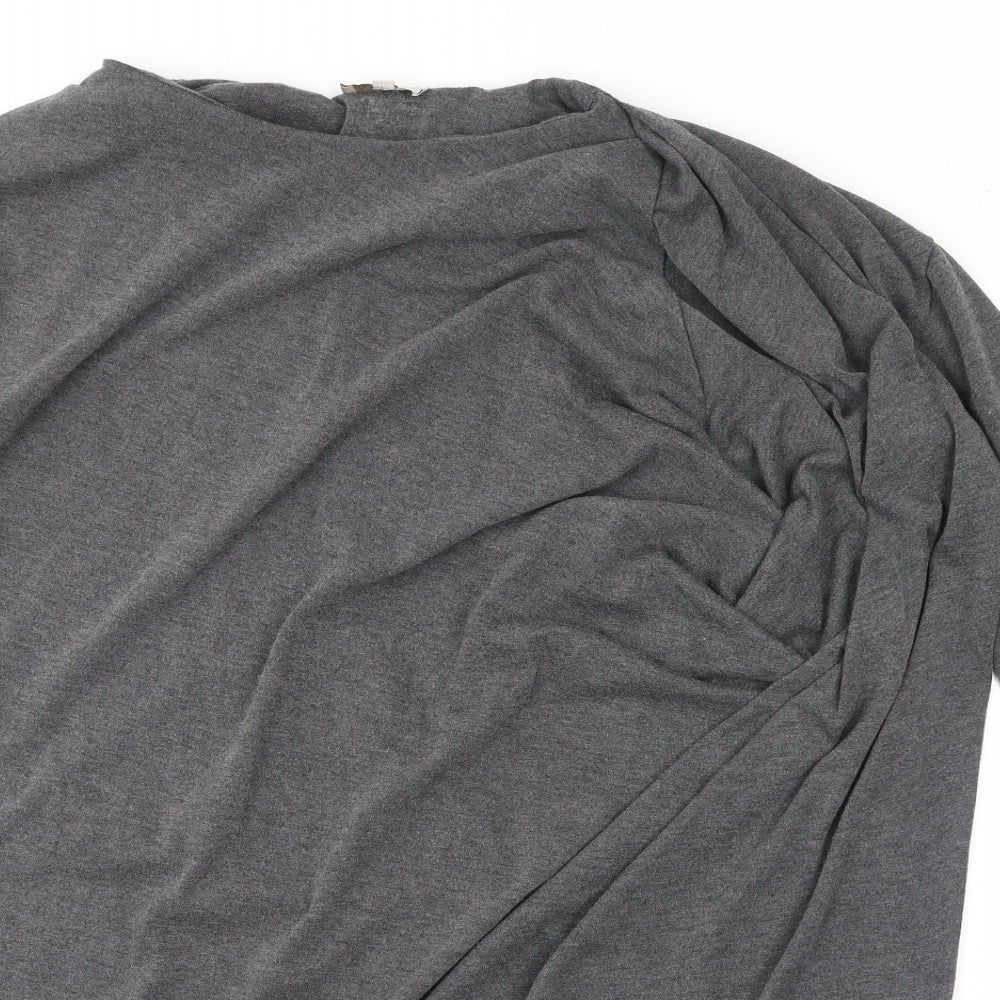 Bellambia Womens Grey Polyester Basic T-Shirt Size L Round Neck