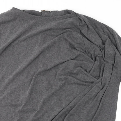 Bellambia Womens Grey Polyester Basic T-Shirt Size L Round Neck