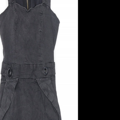 Apricot Womens Black Polyester A-Line Size XS Square Neck Zip