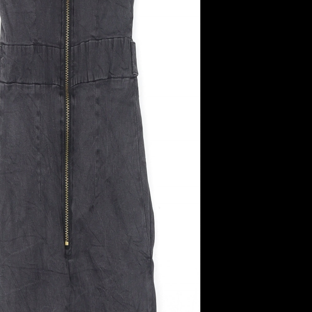 Apricot Womens Black Polyester A-Line Size XS Square Neck Zip