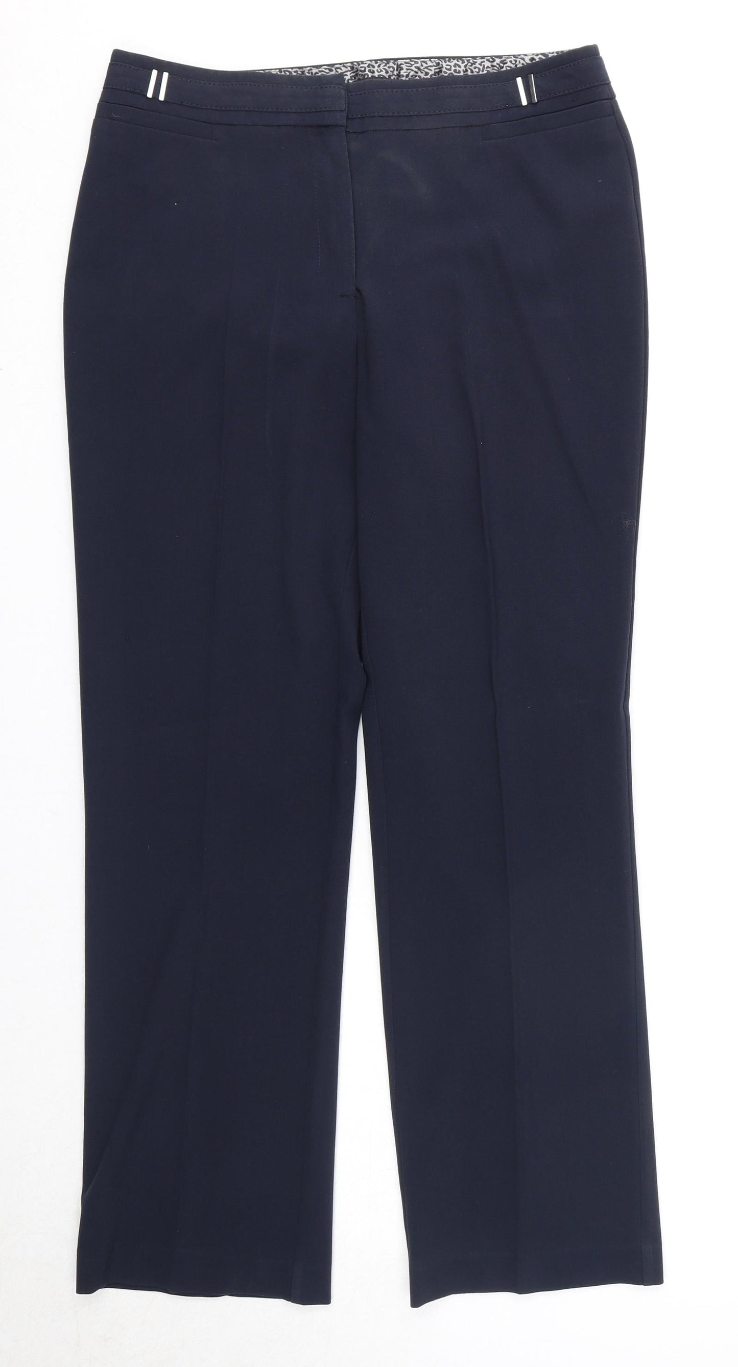 Womens UK Size 10 M&Co Regular Fit  Blue Trousers