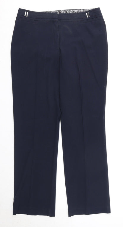 Womens UK Size 10 M&Co Regular Fit  Blue Trousers