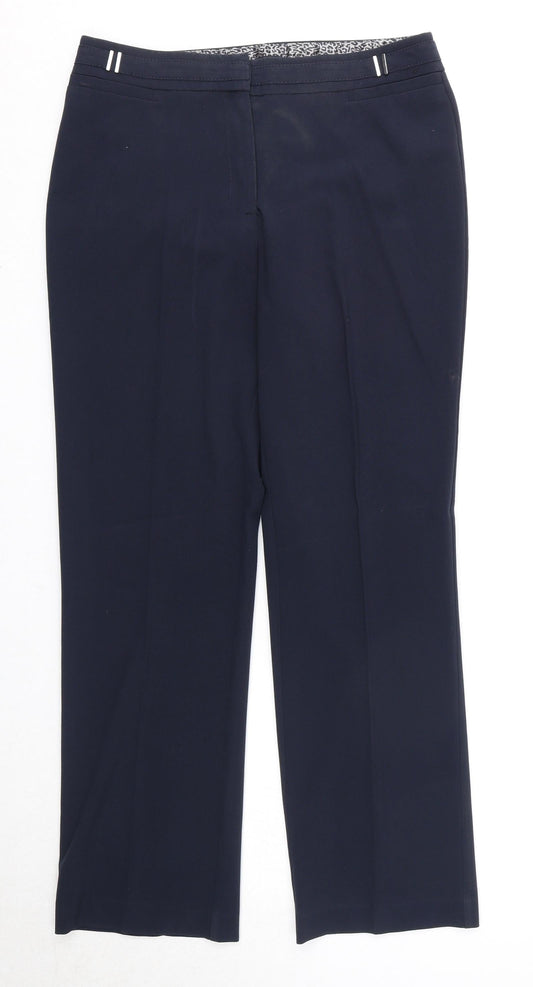 Womens UK Size 10 M&Co Regular Fit  Blue Trousers