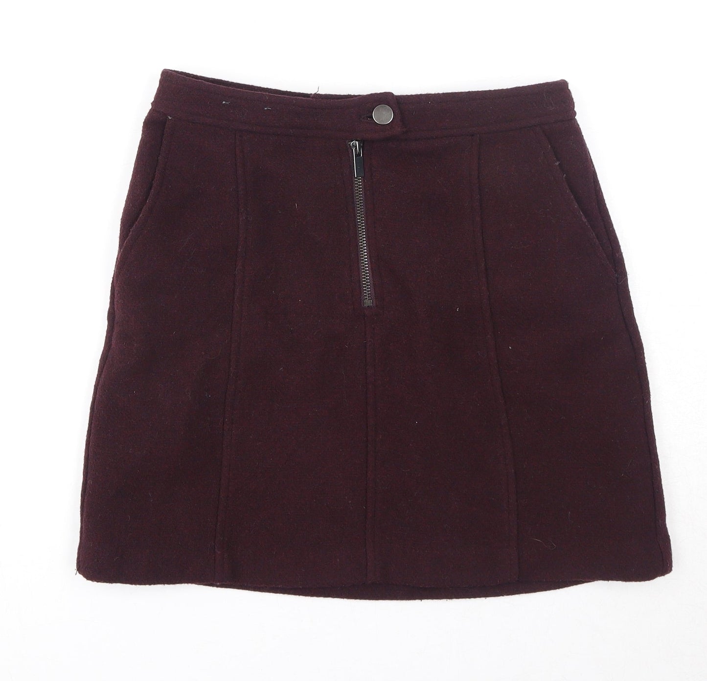 New Look Womens Purple Polyester A-Line Skirt Size 8 Zip