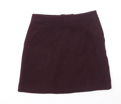 New Look Womens Purple Polyester A-Line Skirt Size 8 Zip