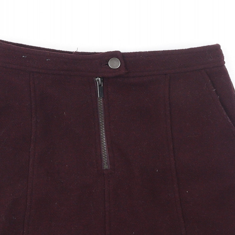 New Look Womens Purple Polyester A-Line Skirt Size 8 Zip