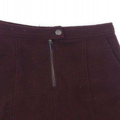 New Look Womens Purple Polyester A-Line Skirt Size 8 Zip