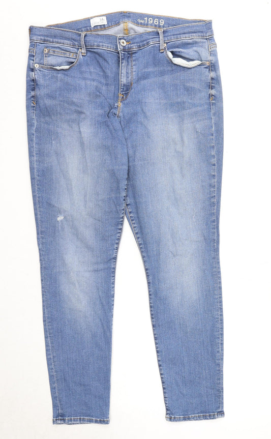 Gap Womens Blue Cotton Skinny Jeans Size 34 in Regular Button