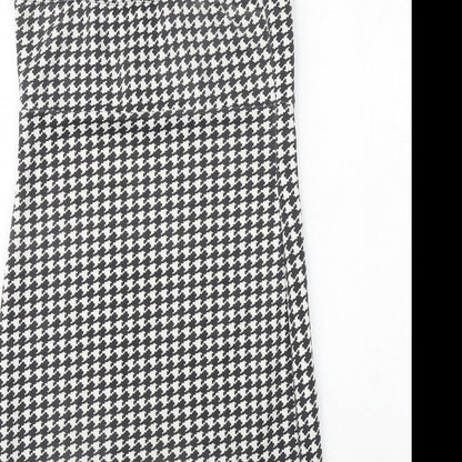 Missguided Womens Black Houndstooth Polyester Slip Dress Size 10 Square Neck Pullover