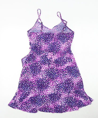 Be Beau Womens Purple Geometric Polyester Trapeze & Swing Size 10 V-Neck Pullover