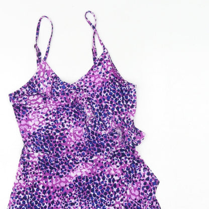 Be Beau Womens Purple Geometric Polyester Trapeze & Swing Size 10 V-Neck Pullover