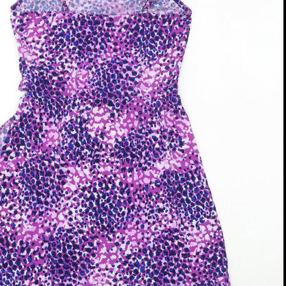 Be Beau Womens Purple Geometric Polyester Trapeze & Swing Size 10 V-Neck Pullover