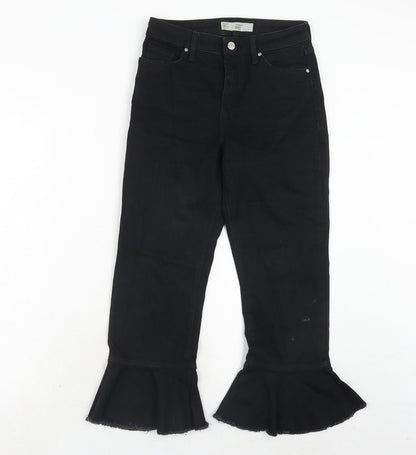 Topshop Womens Black Cotton Cropped Jeans Size 26 in Regular Zip