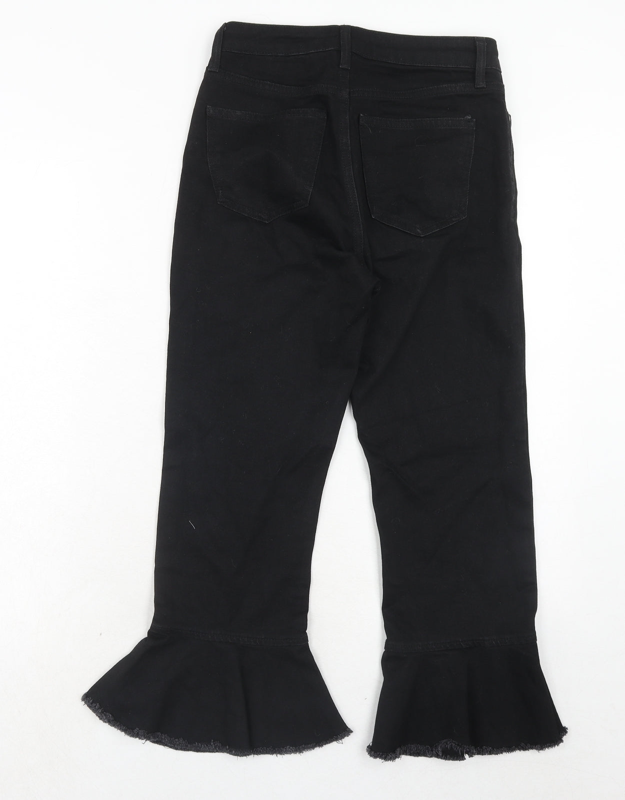 Topshop Womens Black Cotton Cropped Jeans Size 26 in Regular Zip
