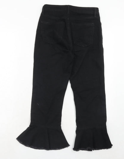 Topshop Womens Black Cotton Cropped Jeans Size 26 in Regular Zip