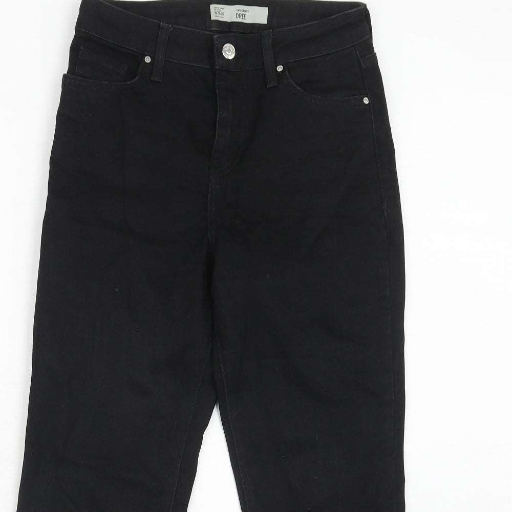 Topshop Womens Black Cotton Cropped Jeans Size 26 in Regular Zip