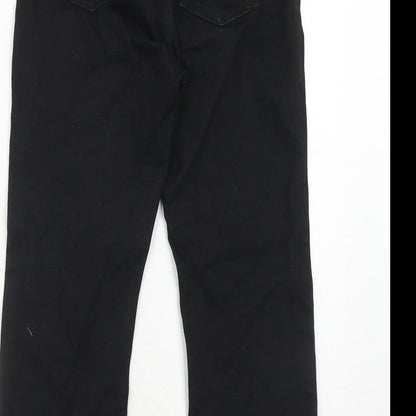 Topshop Womens Black Cotton Cropped Jeans Size 26 in Regular Zip