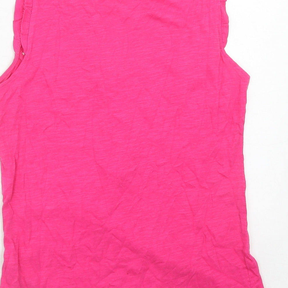 b.young Womens Pink Cotton Basic Blouse Size M V-Neck - Broderie Anglaise