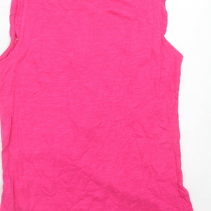 b.young Womens Pink Cotton Basic Blouse Size M V-Neck - Broderie Anglaise