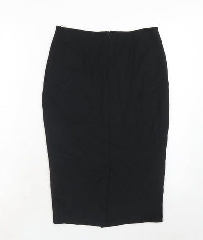 Marks and Spencer Womens Black Polyester A-Line Skirt Size 10 Zip