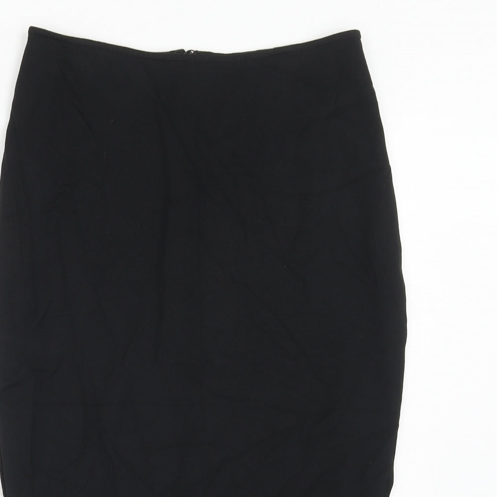 Marks and Spencer Womens Black Polyester A-Line Skirt Size 10 Zip