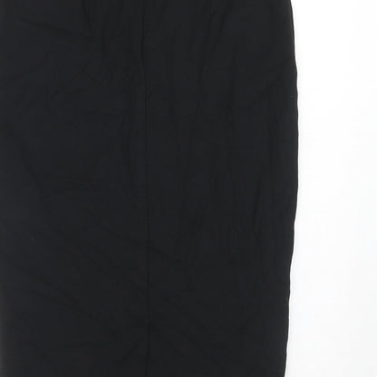 Marks and Spencer Womens Black Polyester A-Line Skirt Size 10 Zip