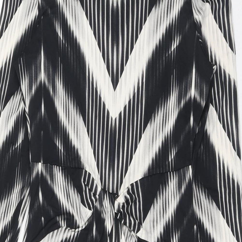 Autograph Womens Black Geometric Viscose A-Line Size 12 Round Neck Zip