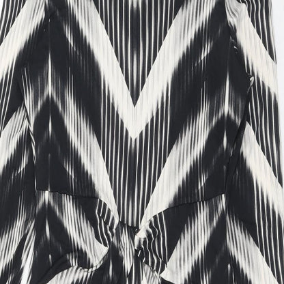 Autograph Womens Black Geometric Viscose A-Line Size 12 Round Neck Zip