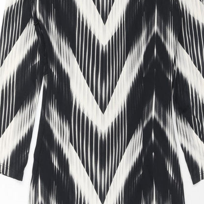 Autograph Womens Black Geometric Viscose A-Line Size 12 Round Neck Zip