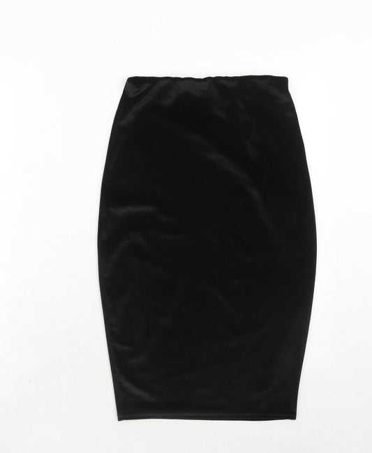 Boohoo Womens Black Polyester A-Line Skirt Size 8