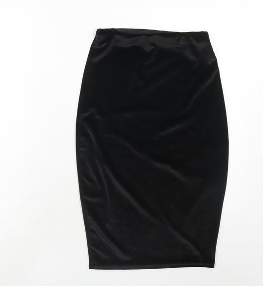 Boohoo Womens Black Polyester A-Line Skirt Size 8