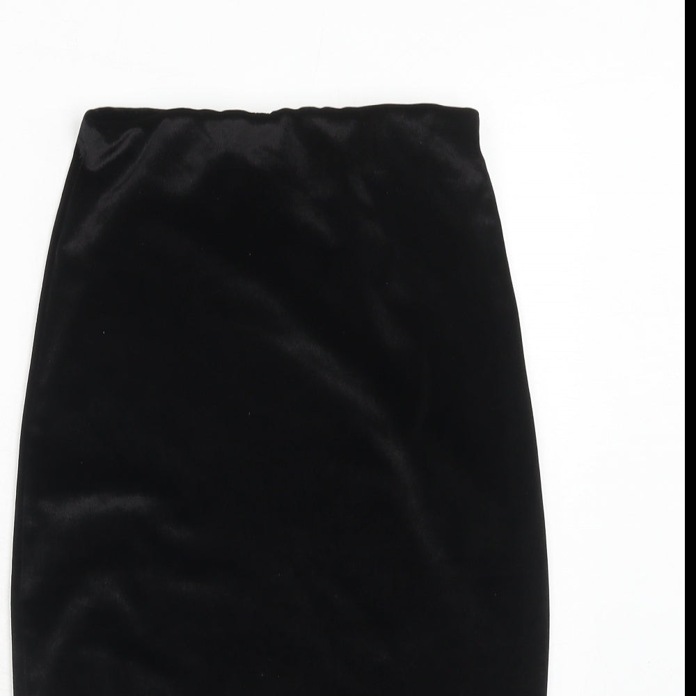 Boohoo Womens Black Polyester A-Line Skirt Size 8