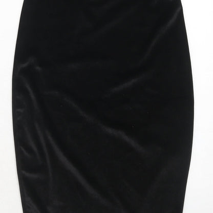 Boohoo Womens Black Polyester A-Line Skirt Size 8