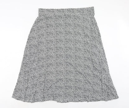 Marks and Spencer Womens White Geometric Viscose Swing Skirt Size 18
