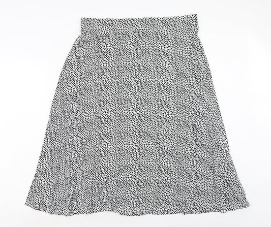 Marks and Spencer Womens White Geometric Viscose Swing Skirt Size 18